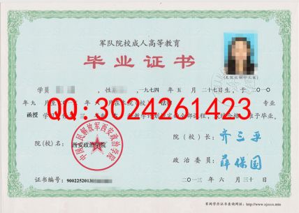 中国人民解放军西安政治学院毕业证样本